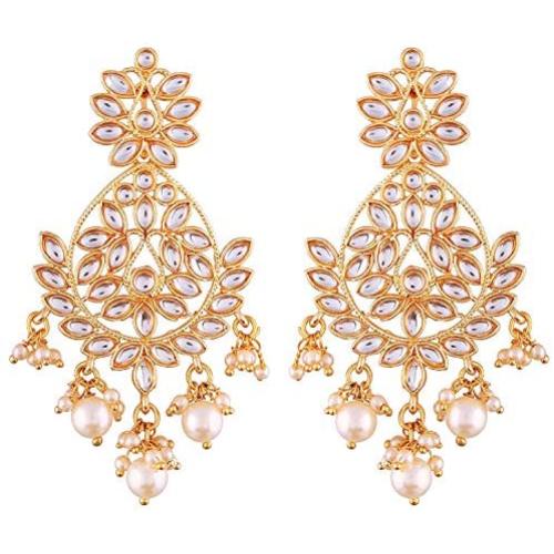Aheli Indian Chandelier Pearl Beaded Dangle Earrings Ethnic wear Bollywood style Perfect for Wedding, Party Fashion Jewelry for Women