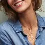 KissYan Large Initial Necklace Sideways, 18K Gold Plate Big Letters Pendant Necklace Script Name Monogram Pendant, Minimalist Necklace Jewelry Gift for Women (A-Z 26 Letters)