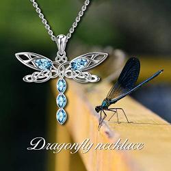 TOUPOP Mothers Day Gifts s925 Sterling Silver Dragonfly Pendant Necklace with Crystal Jewelry Gifts for Mom Mother Women Teen Girls Birthday