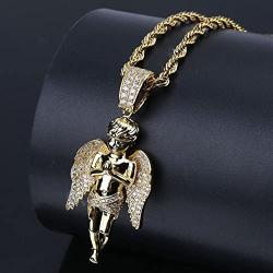 KOSMOLING Fashion Jewelry Gifts Full Pave Bling Cubic Zirconia Angel Pendant 18K Real Gold Plated Iced Out Necklaces Hip Hop