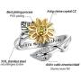 AILAAILA You are My Sunshine Sunflower Ring Stainless Steel Adjustable Cubic Zirconia Jewelry Size 4-10