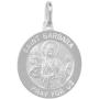 Sterling Silver St Barbara Medal Necklace 3/4 inch Round Italy 0.8mm Chain