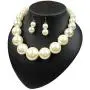 Womens Faux Big Pearl Choker Necklace and Earring Set Fashion Pearl Set Womens Faux Big Pearl Choker Necklace and Earring Set Fashion Pearl Set