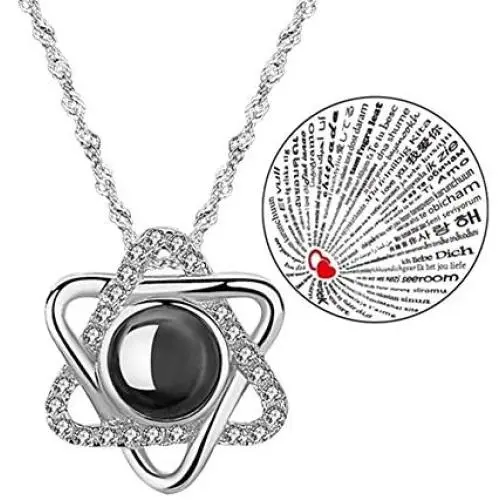 Inf-way I Love You Necklace, 925 Sterling Silver 100 Languages Projection on Round Onyx Pendant Loving Memory Collarbone Necklace 1 Pcs Inf-way I Love You Necklace, 925 Sterling Silver 100 Languages Projection on Round Onyx Pendant Loving Memory Collarbone Necklace 1 Pcs