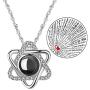 Inf-way I Love You Necklace, 925 Sterling Silver 100 Languages Projection on Round Onyx Pendant Loving Memory Collarbone Necklace 1 Pcs