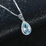 JIANGXIN Waterdrop Birthstone 925 Sterling Silver White Gold Plated Fine Jewelry Set for Women Pendant Necklace Stud Earring