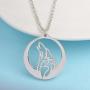 Round Howling Wolf Totem Necklace Pendant with Chain for Men and Women Animal Movie Jewelry