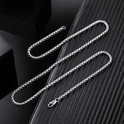 MOWOM Silver Color Mens Chain Necklace for Women Men Boys Girls Kids Water Resistant Stainless Steel Rolo Cable Popcorn Chain Wheat Link Necklace Jewelry Gifts