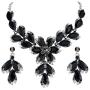 BriLove Womens Wedding Bridal Crystal Marquise Leaf Petal Flower Statement Necklace Dangle Earrings Set