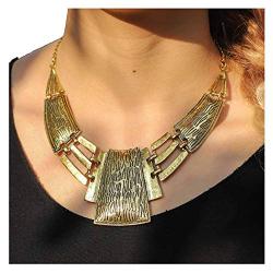 Fstrend Vintage Necklaces Earrings Set Gold Hollowed Chain Geometry Statement Necklace Jewelry for Women and Girls