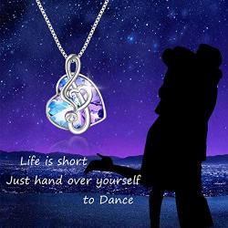 AOBOCO Sterling Silver Music Note Pendant Necklace- Dance with Me- Danity Jewelry Gift for Her Music Lovers Favour