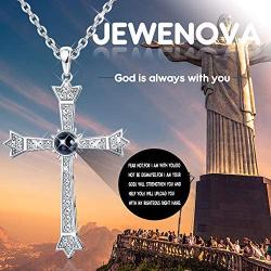 Jewenova Cross Projection Necklace for Women Men Bible Lords Prayer Cross Necklace Cubic Zirconia Cross Pendant Necklace Christian Religious Jewelry Gifts for Women