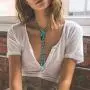 PEARLADA Long Turquoise Tigers Eye Beads Endless Necklaces Handmade Gemstone Jewelry for Women Girls Pearl Necklace 47.5'' PEARLADA Long Turquoise Tigers Eye Beads Endless Necklaces Handmade Gemstone Jewelry for Women Girls Pearl Necklace 47.5''