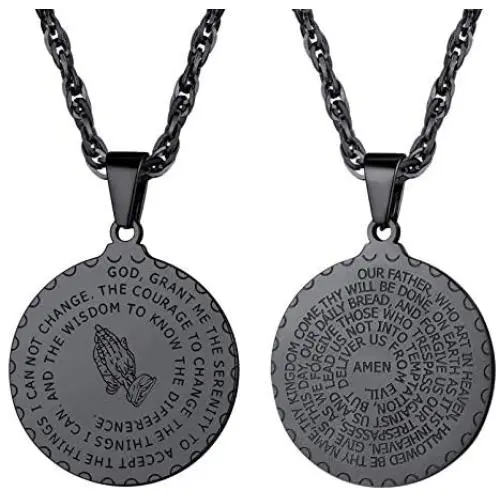 PROSTEEL Stainless Steel The Lords Prayer Necklace, Praying Hands Pendant & Chain, Mens Womens Necklace, 22inch-24inch, Come Gift Box PROSTEEL Stainless Steel The Lords Prayer Necklace, Praying Hands Pendant & Chain, Mens Womens Necklace, 22inch-24inch, Come Gift Box