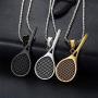 AILUOR Stainless Steel Tennis Racket Shape Pendant Necklace Smashing Racquet and Ball Simple Sport Charm Tennis Pendant Perfect for Him or Her