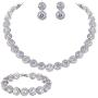 EVER FAITH Silver-Tone Round Cut Cubic Zirconia Tennis Necklace Bracelet Earrings Set