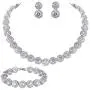 EVER FAITH Silver-Tone Round Cut Cubic Zirconia Tennis Necklace Bracelet Earrings Set EVER FAITH Silver-Tone Round Cut Cubic Zirconia Tennis Necklace Bracelet Earrings Set