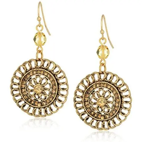 1928 Jewelry Gold-Tone Round Drop Earrings 1928 Jewelry Gold-Tone Round Drop Earrings