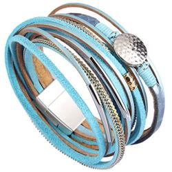 GelConnie Women Leather Wrap Bracelet Multilayer Braided Bracelet Boho Cuff Bracelet Bohemian Jewelry for Wife，Sister, Daughter