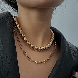 Chargances Ball Chain Collar Choker Necklace for Women and Girls Gold Chunky Chain Necklace Women Punk Jewelry