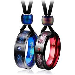 Aienid Couple Necklace Pendant,King Queen Tungsten Steel Pendant Necklace for Wedding