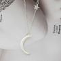Zoestar Fashion Copper Moon Star Pendant Necklace for Women and Girls Silver Simple Crescent Necklace Jewelry for Great Gift