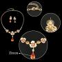 EVER FAITH Womens Zircon Crystal Enamel 3 Flowers Tear Drop Necklace Earrings Set Gold-Tone