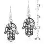 Hamsa Hand with Mystical Om or Aum Symbol .925 Sterling Silver Dangle Earrings Hamsa Hand with Mystical Om or Aum Symbol .925 Sterling Silver Dangle Earrings