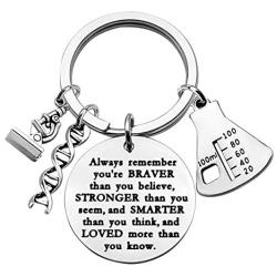 WSNANG Biology Chemistry Keychain Always Remember You are Braver Stronger Smarter Than You Think Keychain Future Chemist Gift Scientist Biology Student Graduation Gift