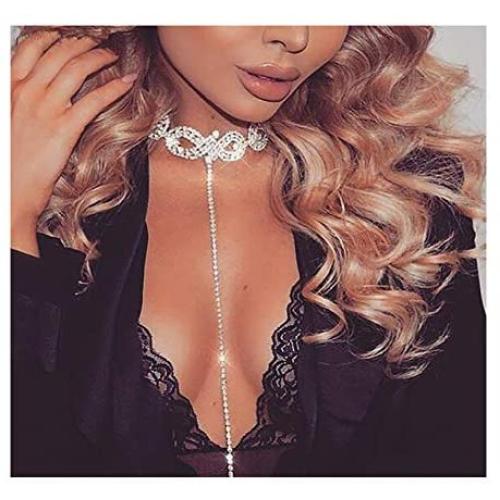 Chargances Rhinestone Necklace Bohemia Gold Layered Necklace Long Drop Pendant Necklace Set Multilayer Chain Pendant Layered Necklaces for Women Beads Leaf Jewelry for Women and Girls
