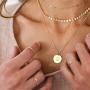 Disc Initial Necklaces for Women Girls,18K Gold Plated Round Disc Double Side Engraved Rose Flower Necklace Initial Adjustable Personalized Alphabet Letter Pendant for Women
