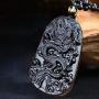 ASGIFT Unique Gifts for Men Women, Black Obsidian Charms Necklace, Healing Crystal Stone Pendant
