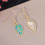 CiNily Opal Leaf Dangle Earrings-Created Fire Opal 18K Gold Plated Drop Earrings for Women Jewelry Gemstone Dangle Earrings 1 5/8''