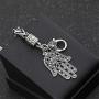 QEPOL Hamsa Hand of Fatima Silver Bracelet - Evil Eye Protection Silver Tone Alloy Charm Jewelry Lucky love Pendant Friendship Handmade Bracelet Men Women