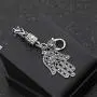 QEPOL Hamsa Hand of Fatima Silver Bracelet - Evil Eye Protection Silver Tone Alloy Charm Jewelry Lucky love Pendant Friendship Handmade Bracelet Men Women