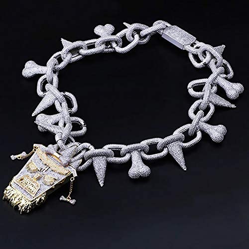 Trippie Redd Style Pendant Necklace Chain Luxury Iced Out Punk Rivet Choker Bling Cubic Zircon Mens Hip Hop Necklace Jewelry