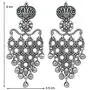 Aheli Bollywood Designer Indian Faux Kundan Stone Enamel Pearl Chandbali Dangle Earrings Ethnic Wedding Jewelry for Women