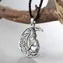 Moon Wolf Necklace Pendant Vintage Norse Viking Wolf Head Necklace Choker Hollow Crescent Moon Statement Necklace for Women n Men Fashion Jewelry Gifts