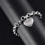 Jewelry Kingdom 1 Heart Charm Bracelet for Women Girls Silver Stainless Steel Chain Adjustable Valentines Day Jewelry Gift (Length of 7-11'')