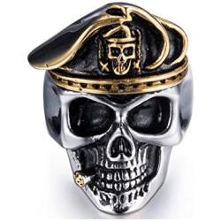 Ztuo Cool Punk Biker Skull Ring for Man Stainless Steel Bands Size 7-13