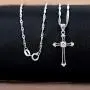 Charms Cross Pendant Necklace with Cubic Zirconia, Platinum Plated Stainless Steel Christian Jewelry for Women ZY061 Charms Cross Pendant Necklace with Cubic Zirconia, Platinum Plated Stainless Steel Christian Jewelry for Women ZY061