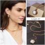 NUZON 14K Gold Delicate Paperclip Chain Heart Pendant/Satelitte Chain Pearl Pendant Necklace Simple Dainty Jewelry for Women Girls 16