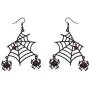 Lux Accessories Halloween Black Spider Web Dangling Red Rhinestone Earrings Lux Accessories Halloween Black Spider Web Dangling Red Rhinestone Earrings