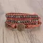 Handmade Boho Bracelet Natural Amazonite Beaded 3 (Triple) Wrap Leather Woven Bracelets Adjustable Jewelry for Women Men
