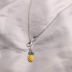 BAUNA Pineapple Necklace Infinity Lariat Y Pendant Necklace Fruit Jewelry for Friend Sister Mom Wife Daughter