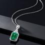 Gem Stone King Sterling Silver Green Simulated Emerald Pendant Necklace 7.10 cttw Emerald Cut 14X10MM with 18 Inch Silver Chain