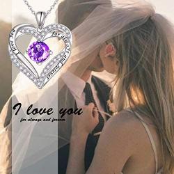Flyow 925 Sterling Silver Rhodium Plated Cubic Zirconia Forever Love Heart Pendant Necklace for Women Jewelry Birthday Gift