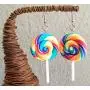 Colorful Rainbow Lollipop Dangle Earrings Sweet Lovely Swirl Lollipop Candy Pendant Drop Earrings Sugar Sweets Set for Women Girl Colorful Rainbow Lollipop Dangle Earrings Sweet Lovely Swirl Lollipop Candy Pendant Drop Earrings Sugar Sweets Set for Women Girl