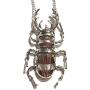 Regal Rock Jointed Stag Beetle Silvertone Chunky Pendant Chain Necklace Insect Bug Scarab Punk Wiccan