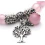 Top Plaza Stretch Rose Quartz Tree of Life Lucky Stone Bracelet Reiki Healing Crystal Gemstone Dangle Charms Pendant Birthstone Bracelet(6.2'')